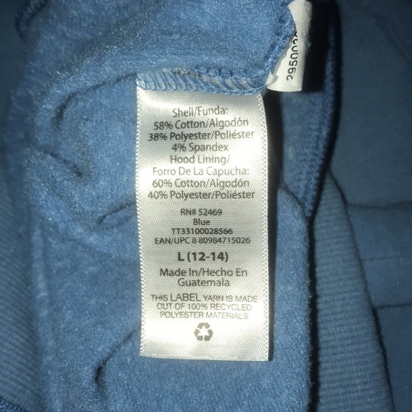 TIME AND TRU blue hooded zip up sweatshirt drawstrings 2 front pockets size L - Picture 4 of 7